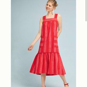 Anthropologie Maeve Tonal Pink & Red Striped Dress